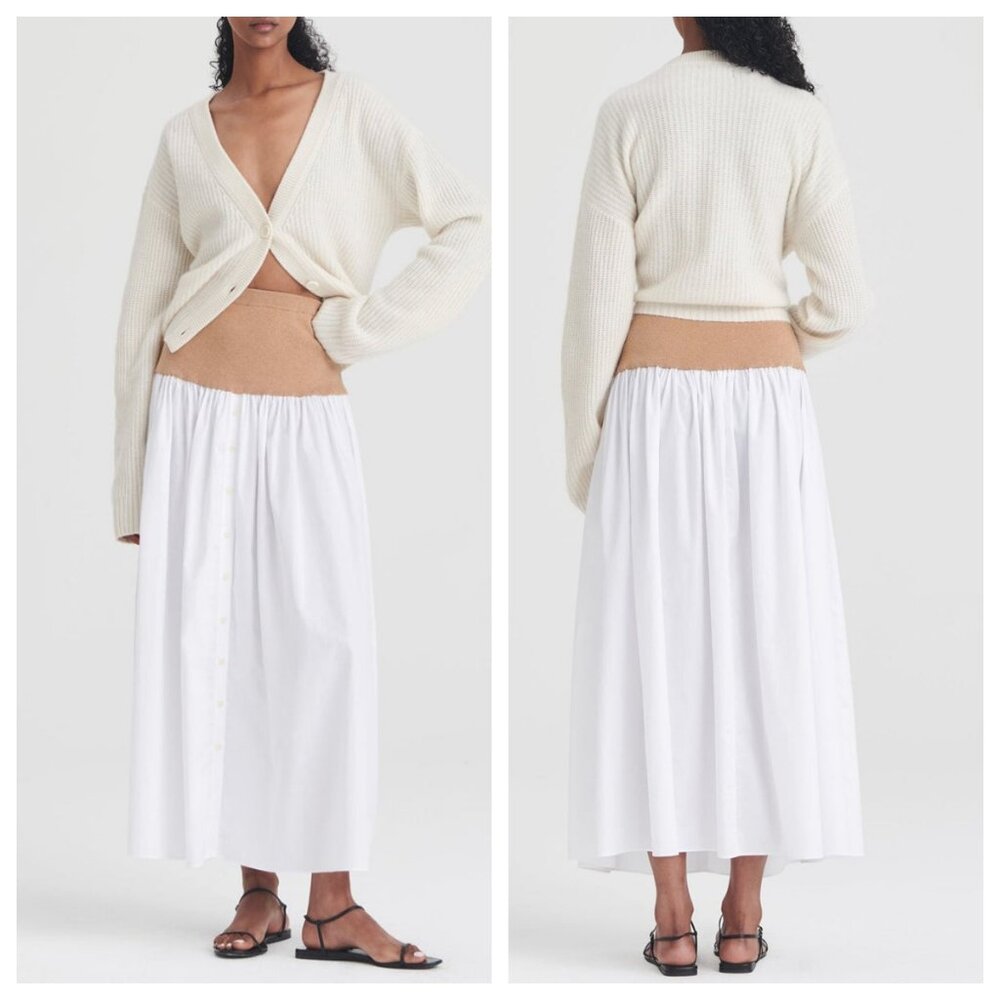 Naadam Cotton Cashmere Mixed Media Skirt